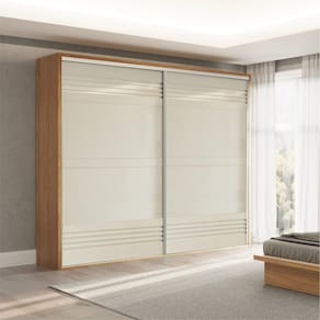 Guarda Roupa Casal 2 Portas 2 Gavetas 267cm Dalla Costa Freijó/Off White
