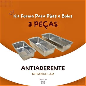 Forma Retangular P/ Pão E Bolo Conjunto 3 Peças Em Alumínio