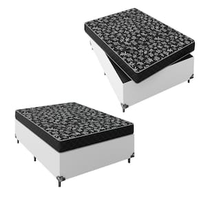 Cama Box Viúva + Colchão Espuma D20 - 51x128x188cm - Couro Branco