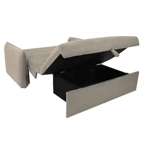 sofá-cama casal com baú 2 lugares zaia suede bege