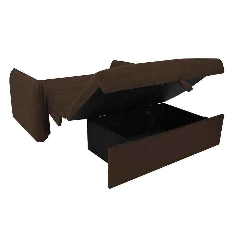 sofá-cama casal com baú 2 lugares zaia suede marrom