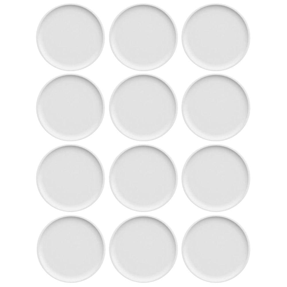 Conjunto 12 Pratos de Sobremesa Porcelana Branca Redondos 18,5cm Bold Germer Hotel Padaria