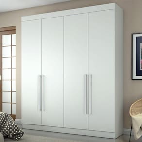 Guarda Roupa Casal 4 Portas 3 Gavetas Roma Conquista Móveis Branco