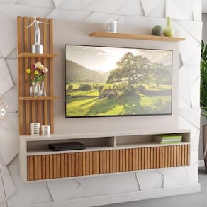 Painel para TV até 65 Polegadas 1 Porta Provence Viero Off White/Mel