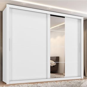 Guarda Roupa Casal com Espelho 2 Portas 6 Gavetas Imperador Plus Zanzini Branco Absoluto