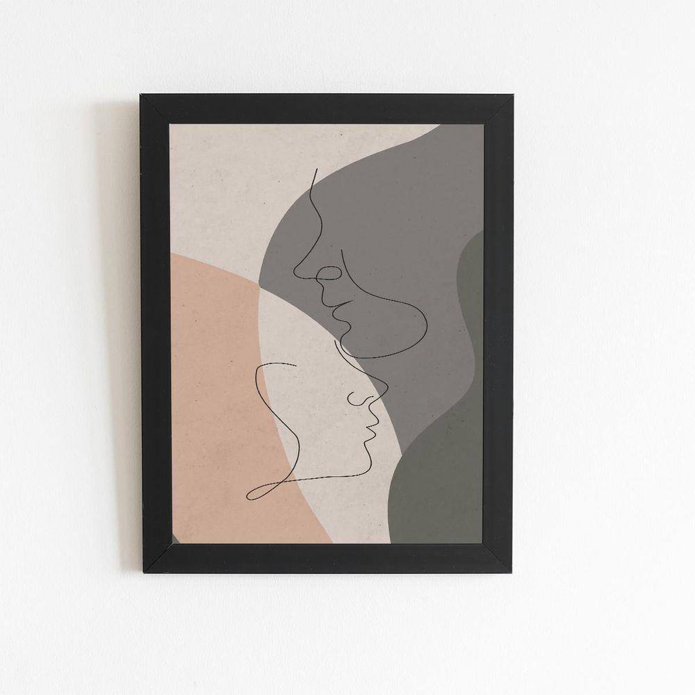 Desenho Silhueta Casal Minimalista Quadro Canvas 100x70cm