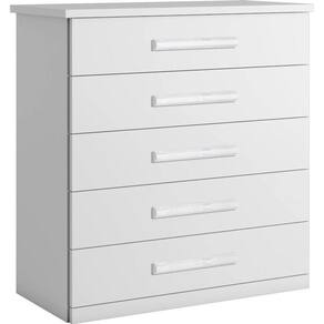 Cômoda para quarto 5 gavetas corrediças telescópicas - Toronto-Branco - Bianchi Móveis