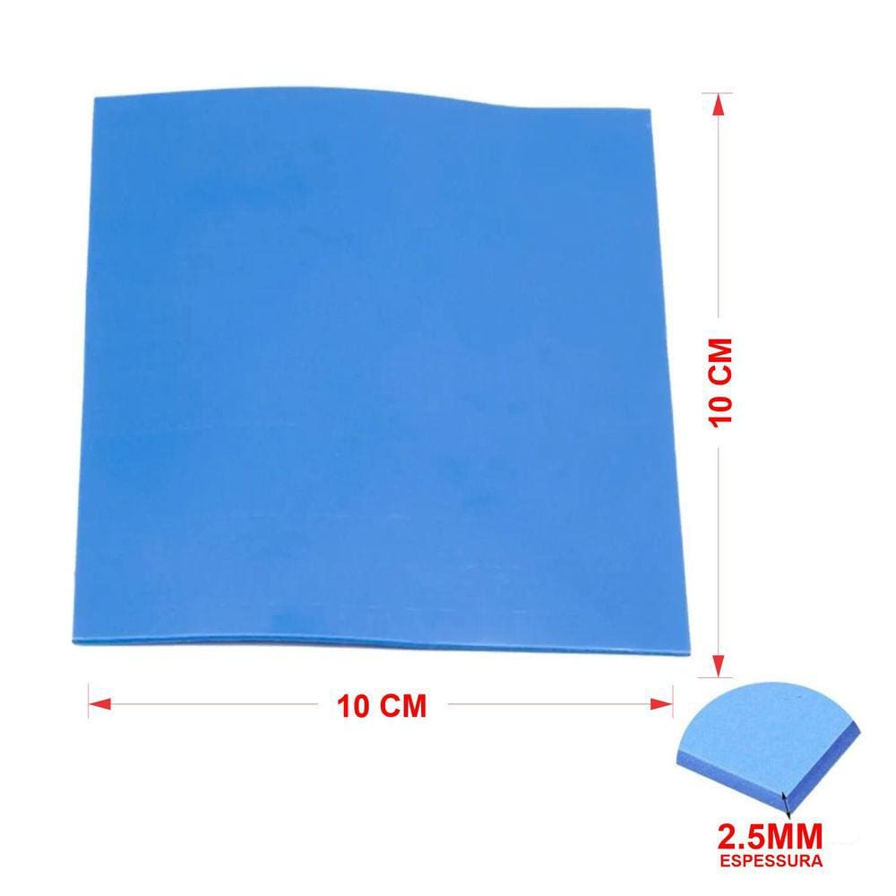 Thermal Pad Almofada Térmica Dissipador Esp 2.5mm - 10cm x 10cm Liso