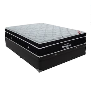 Cama Box Casal Preto Baú e Colchão Ortobom Elegant Molas Ensacadas EuroPillow