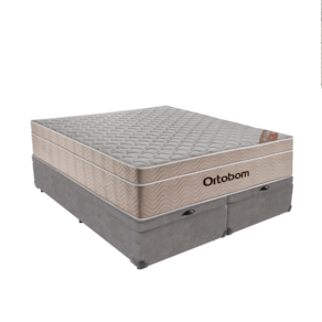Cama Box Molas Ensacadas com Baú Cinza Queen Airtech Ortobom