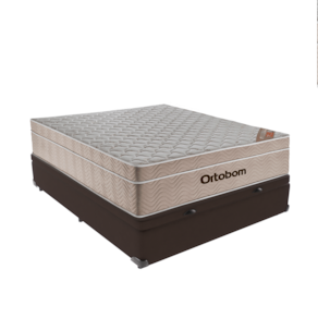 Cama Box com Baú Viúvo Marrom e Colchão Ortobom Airtech SpringPocket