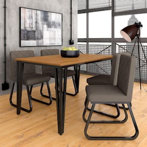 Mesa Com 4 Cadeiras Industrial 1,36 Ibiza Pt/cn/cap - Móveis Arapongas