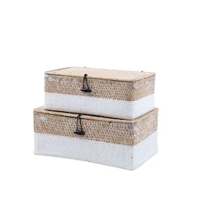 Kit 2 caixas organizadoras armazenamento decorativa palha seagrass - Oikos