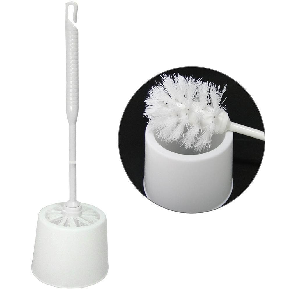 Escova Sanitária Com Suporte De Plastico Redondo Branco 32Cm