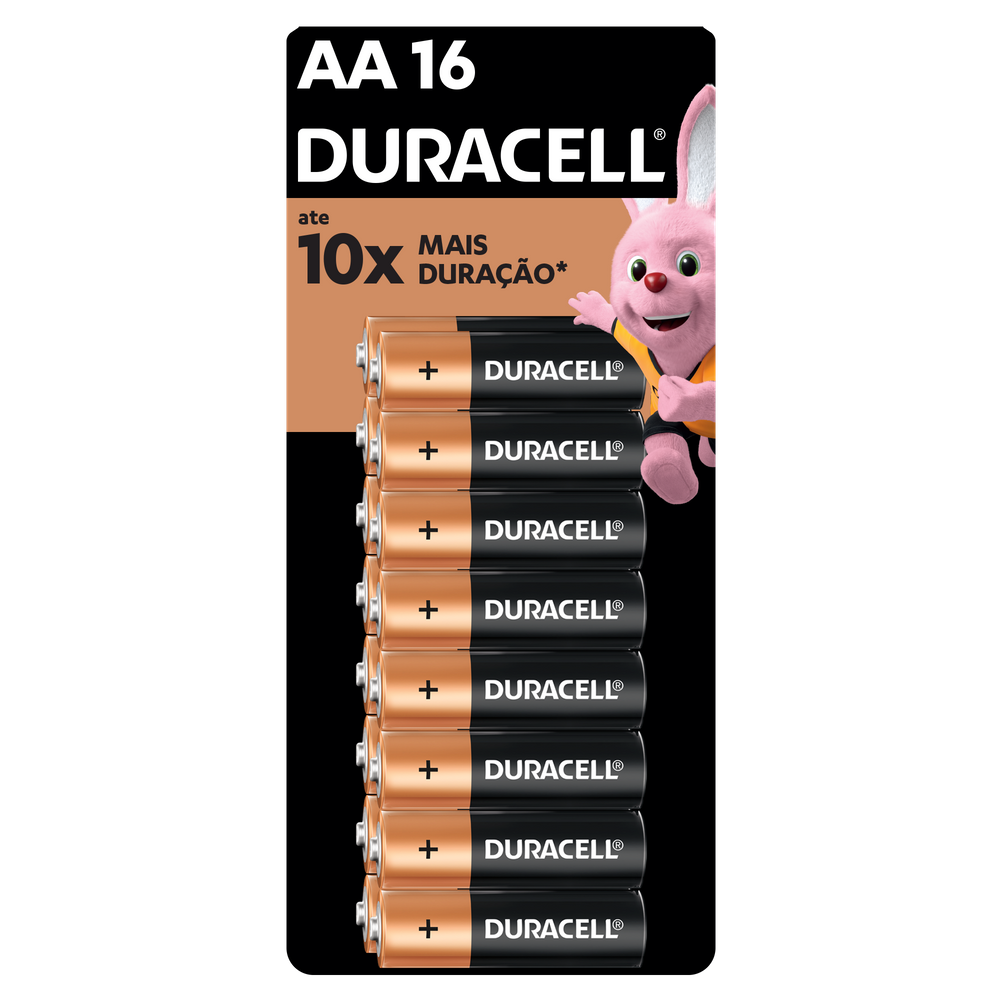 Pilha Alcalina AA Pequena Duracell Com 16 Unidades