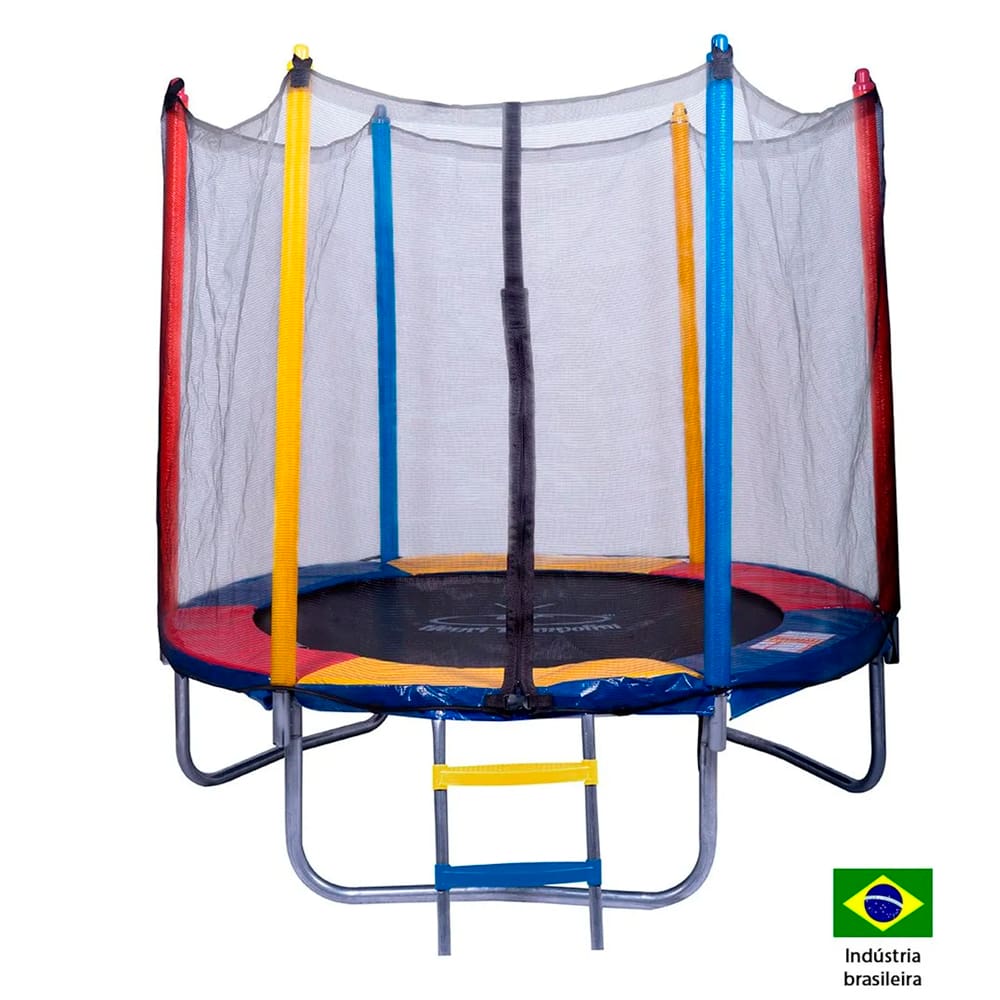 Cama Elástica Pula Pula 1,83m P.Color Henri Trampolim Linha Kids c/Ziper Preta