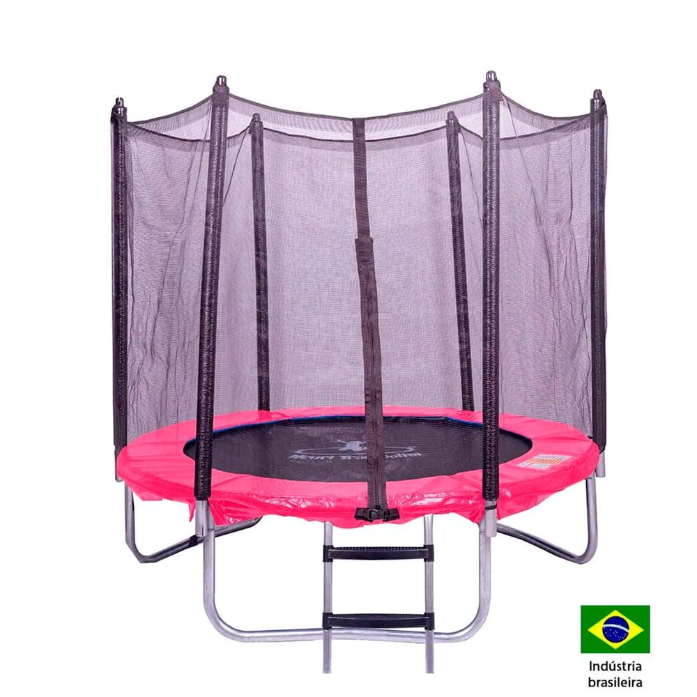 Cama Elástica Pula Pula Kids 1,83m P.Rosa Henri Trampolim C/Ziper Preta