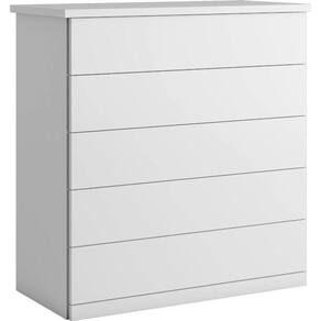 Cômoda para quarto 5 gavetas corrediças telescópicas - Capri-Branco - Bianchi Móveis