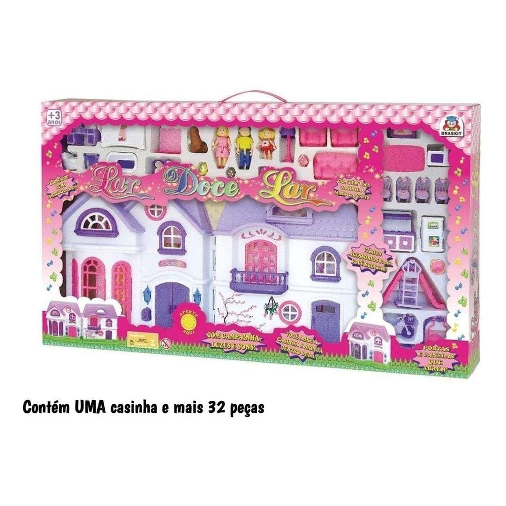 Lar Doce Lar Casa De Brinquedo + Bonecos E Móveis - Braskit