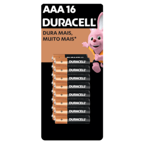 Pilha Alcalina AAA Palito  Duracell com 16 unidades