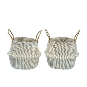 Kit 2 cestos organizadores multiuso decorativo branco seagrass - Oikos