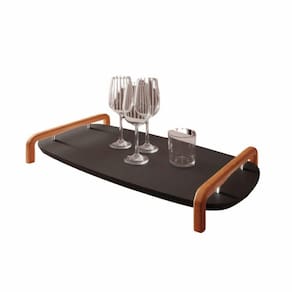 Bandeja Barcelona Decorativa Preto Com Detalhes Em Metal Cromado