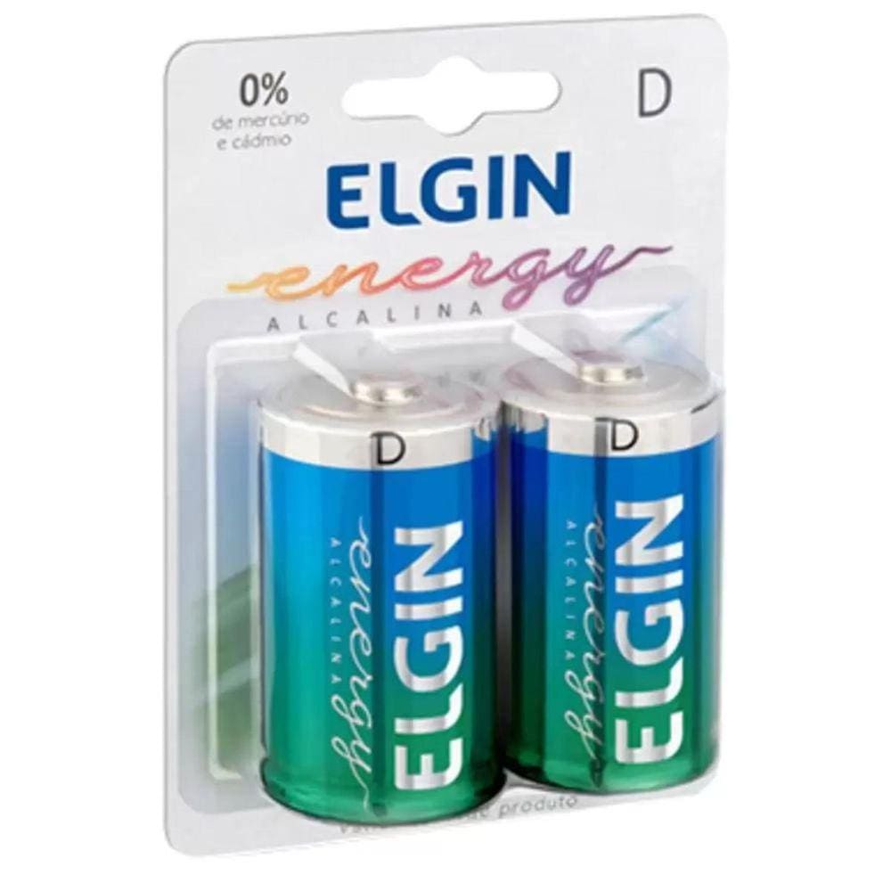 Pilha Grande D Alcalina Com 2 Unidades Elgin Lr20 1,5v
