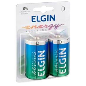 Pilha Grande D Alcalina Com 2 Unidades Elgin Lr20 1,5v