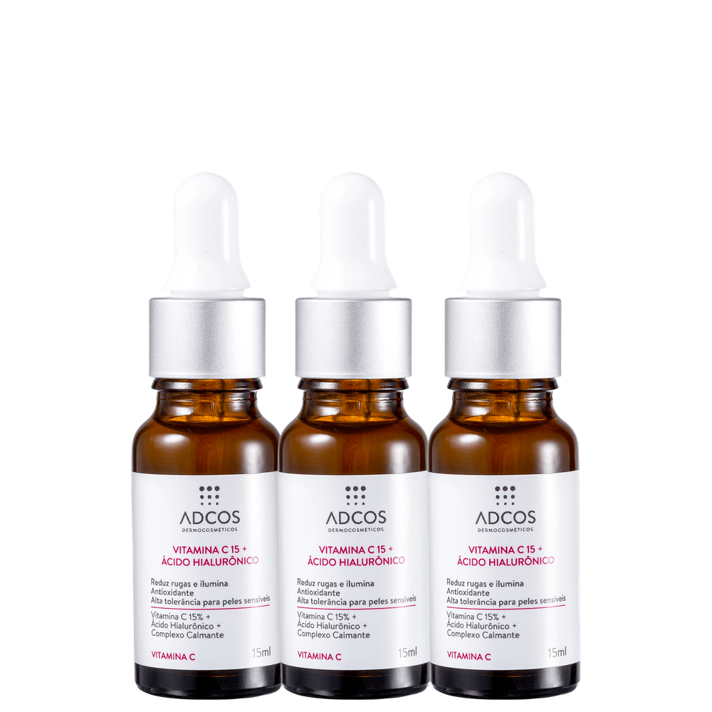 Kit Adcos Vitamina C 15 + Ácido Hialurônico (3 Produtos)