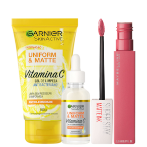 Kit Beleza na Web Garnier Uniform & Maybelline Superstay Matte Ink 15 (3 Produtos)