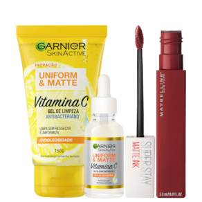 Kit Beleza na Web Garnier Uniform & Maybelline Superstay Matte Ink 50 (3 Produtos)