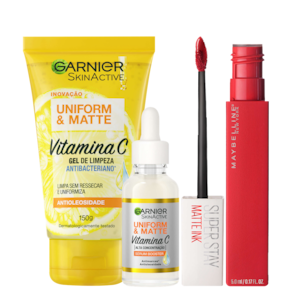 Kit Beleza na Web Garnier Uniform & Maybelline Superstay Matte Ink 20 (3 Produtos)