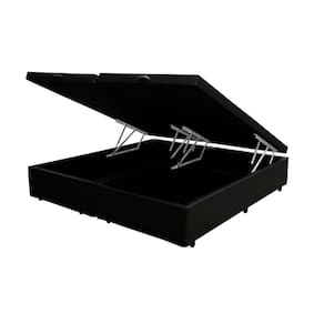Cama Box Baú Queen Bipartido Homequeen Corino Preto 41x158x198