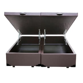 Cama Box Baú Queen Bipartido Homequeen Corino Marrom 41x158x198