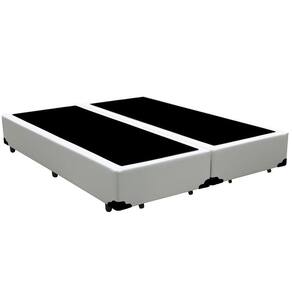 Base Box Casal Bipartido Homequeen Corino Branco 40x138x188