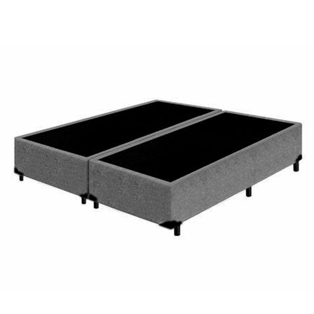 Base Box Queen Bipartido Homequeen Suede Cinza 40x158x198