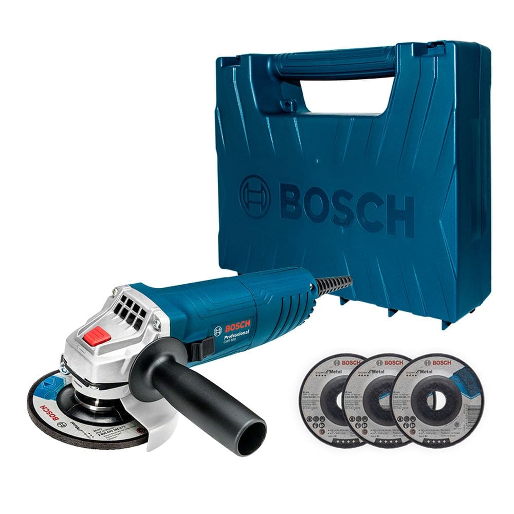 Esmerilhadeira Angular Bosch GWS 850 850W M14 Com Maleta e 3 Discos