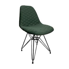 Cadeira Jantar Estofada Verde Eiffel Eames Base Ferro Preto
