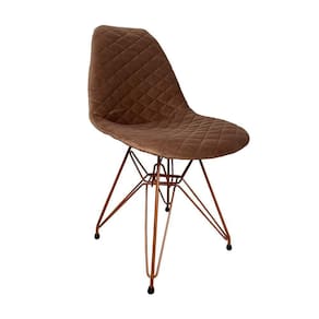 Cadeira Jantar Estofada Caramelo Eiffel Eames Base Cobre