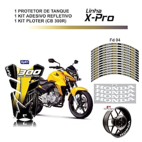 Combo Protetor Adesivo Tanque E Aro Moto Cb 300 Honda Amarela Amarelo E Preto