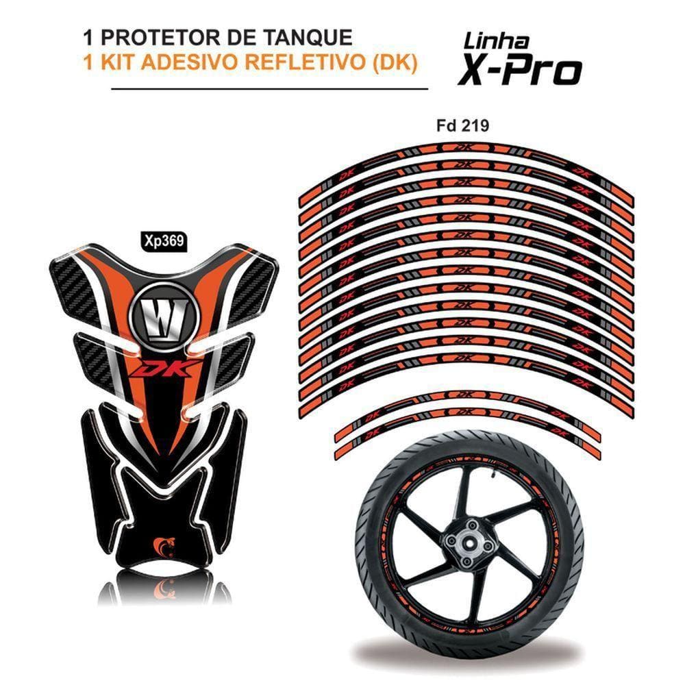 Combo Protetor Adesivo Tanque E Aro Moto Haojue Dk 150 Laranja Preto Vermelho