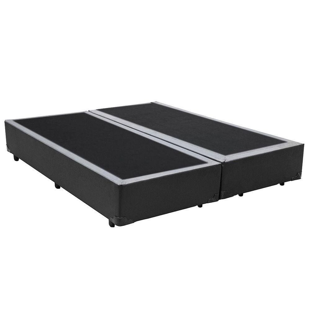 Base Box Blindado Queen Bipartido Homequeen Sintético Cinza 40x158x198