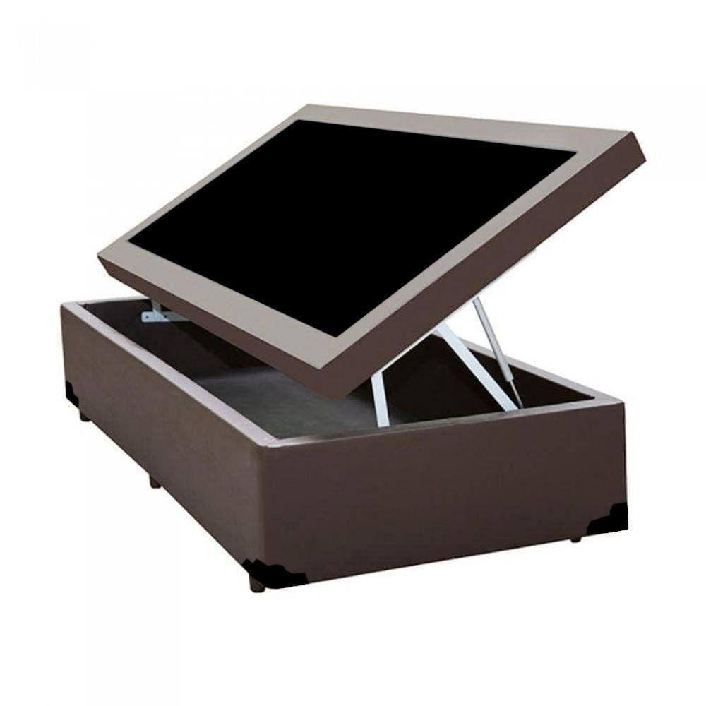 Cama Box Baú Blindado Solteirão Homequeen Sintético Marrom 41x96x203