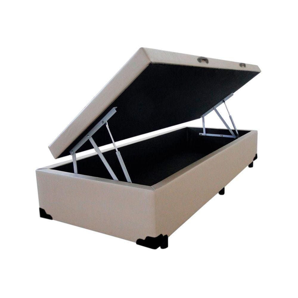 Cama Box Baú Blindado Solteirão Homequeen Sintético Bege 41x96x203