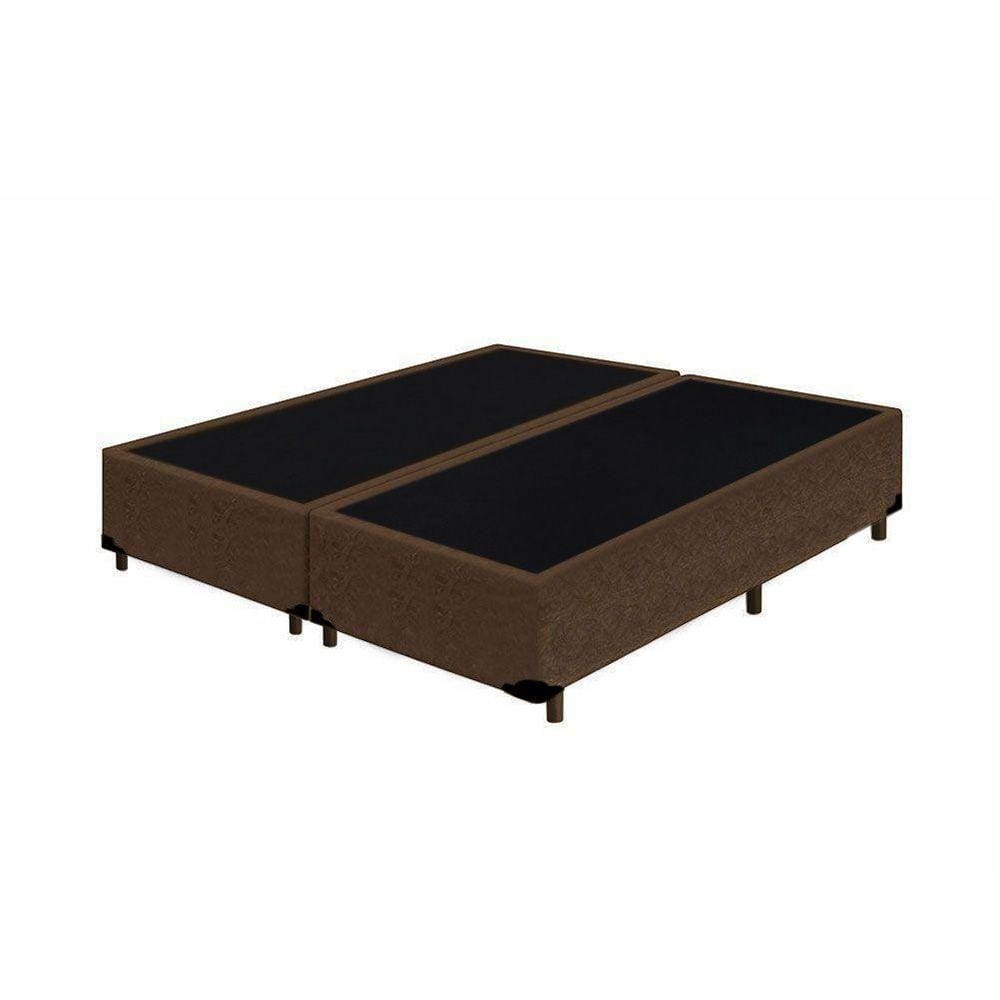 Base Box Blindado Queen Bipartido Homequeen Suede Marrom 40x158x198
