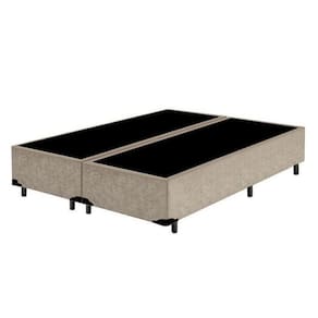 Base Box King Bipartido Homequeen Suede Bege 40x193x203