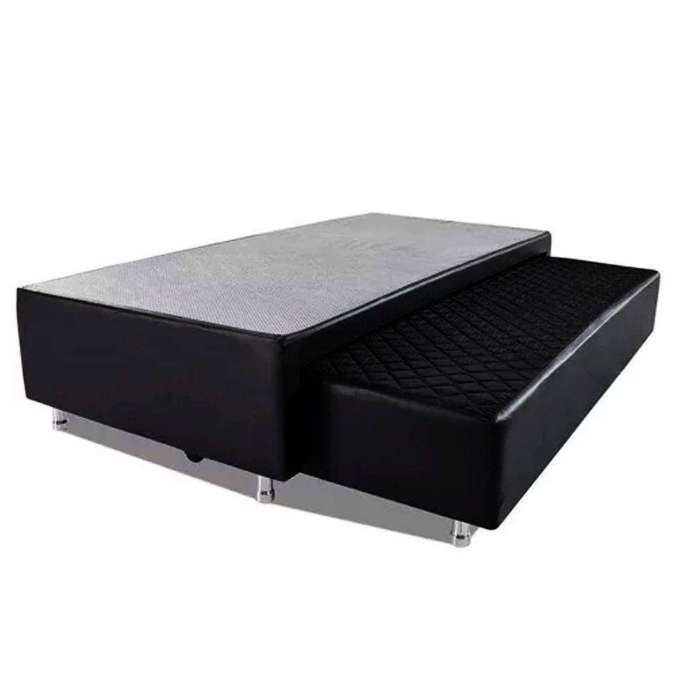 Cama Box Bicama Auxiliar Solteiro Sintético Espuma 8cm 40x88x188 Preto