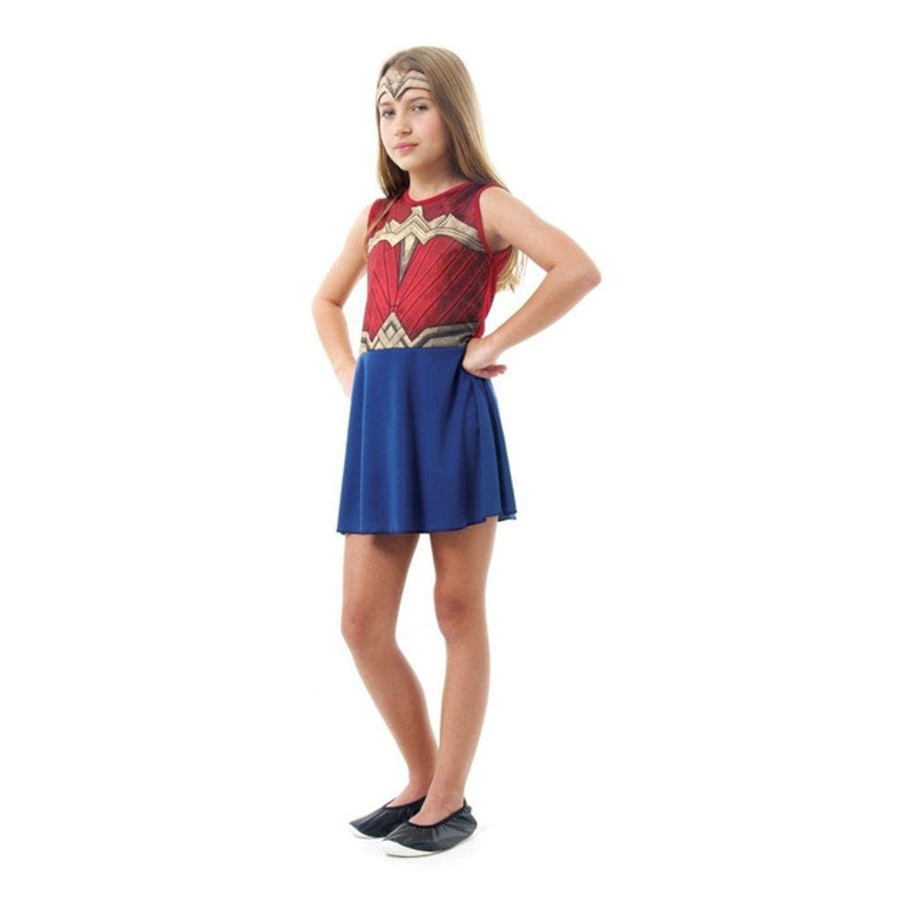 Fantasia Mulher Maravilha Pop Vestido Curto Liga Da Justiça