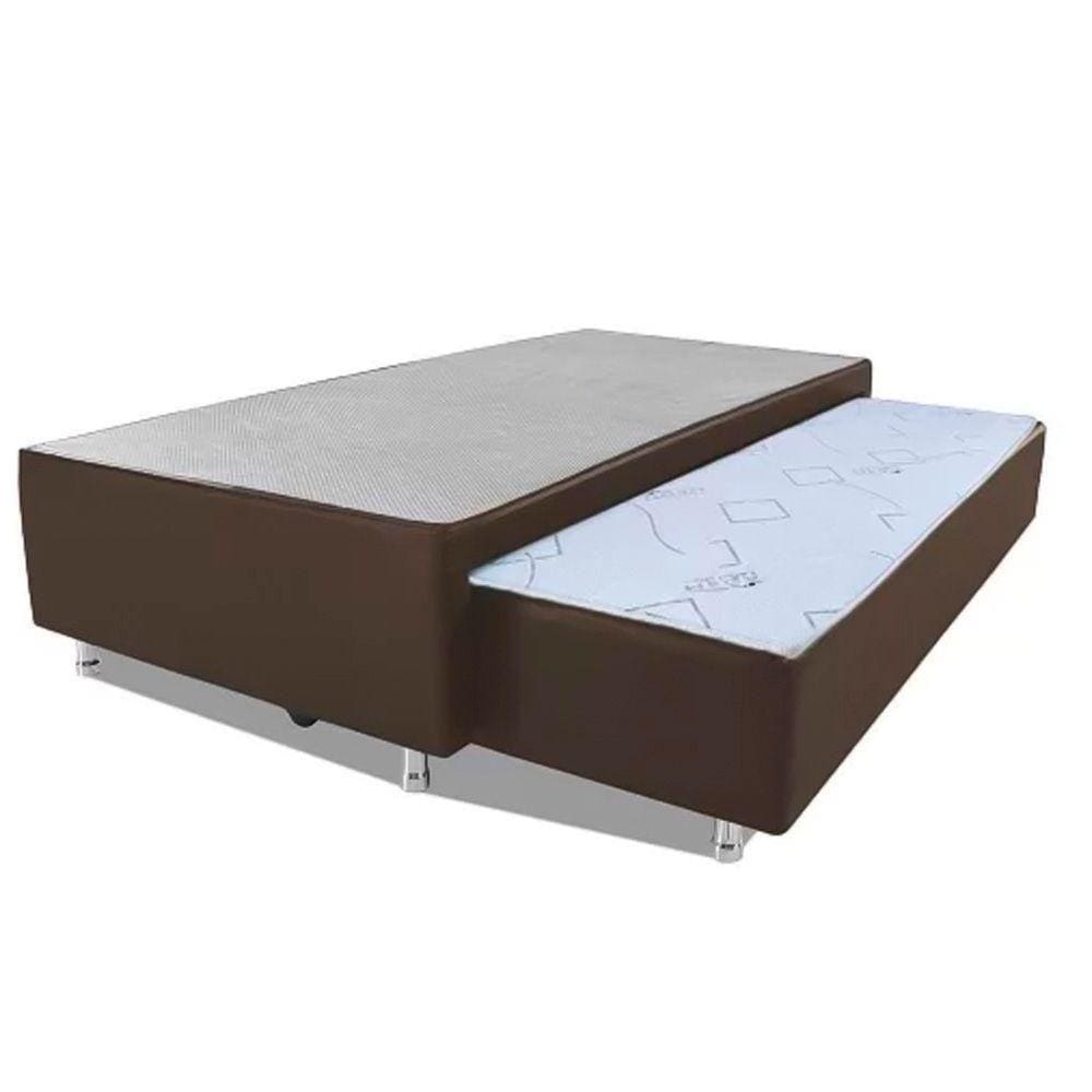 Cama Box Bicama Auxiliar Solteiro Sintético Espuma 8cm 40x88x188 Marrom