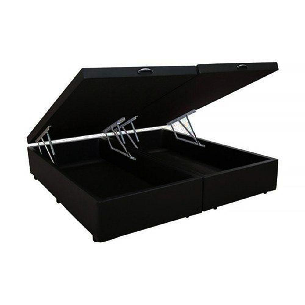 Cama Box Baú Blindado Queen Bipartido Homequeen Suede Preto 41x158x198